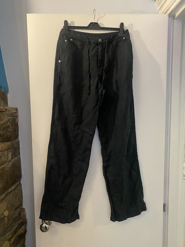 Black linen trousers - black,
