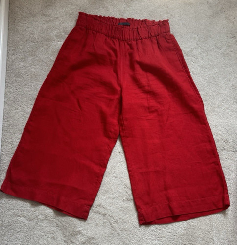 Red 100 linen wide leg - red,