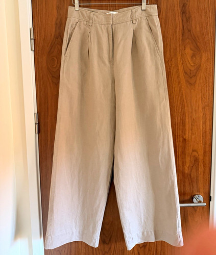 Beige linen wide leg - beige,