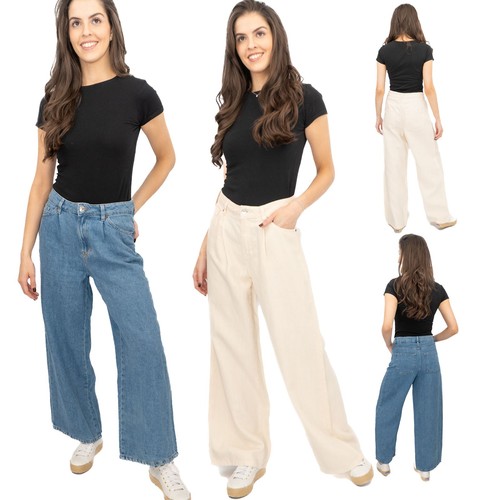 Womens linen blend denim - m&s,