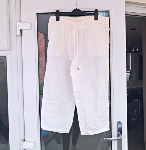 White linen cropped - m&s,