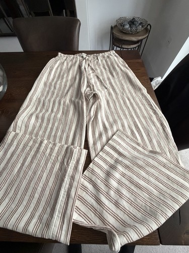 Beige linen wide - beige, leg