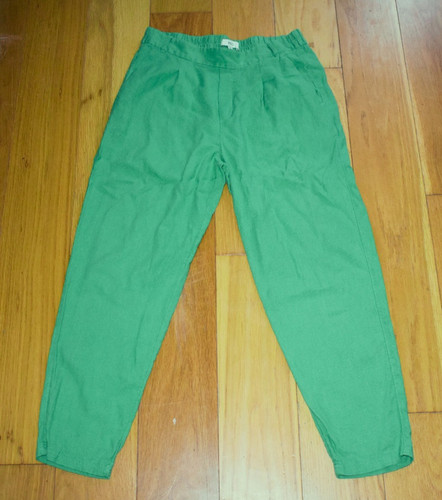 Green linen blend tapered - green,