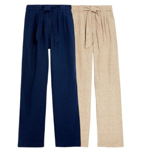 Wide trousers linen belted - trousers,