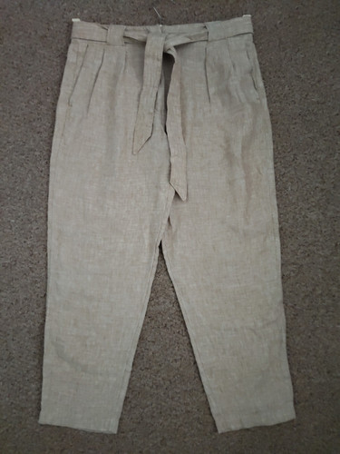 100 linen beige - m&s, trousers