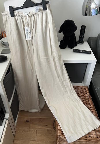 Beige wide leg trousers - beige,